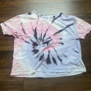 Cotton pink blue black and white tie-dye Tee short sleeve